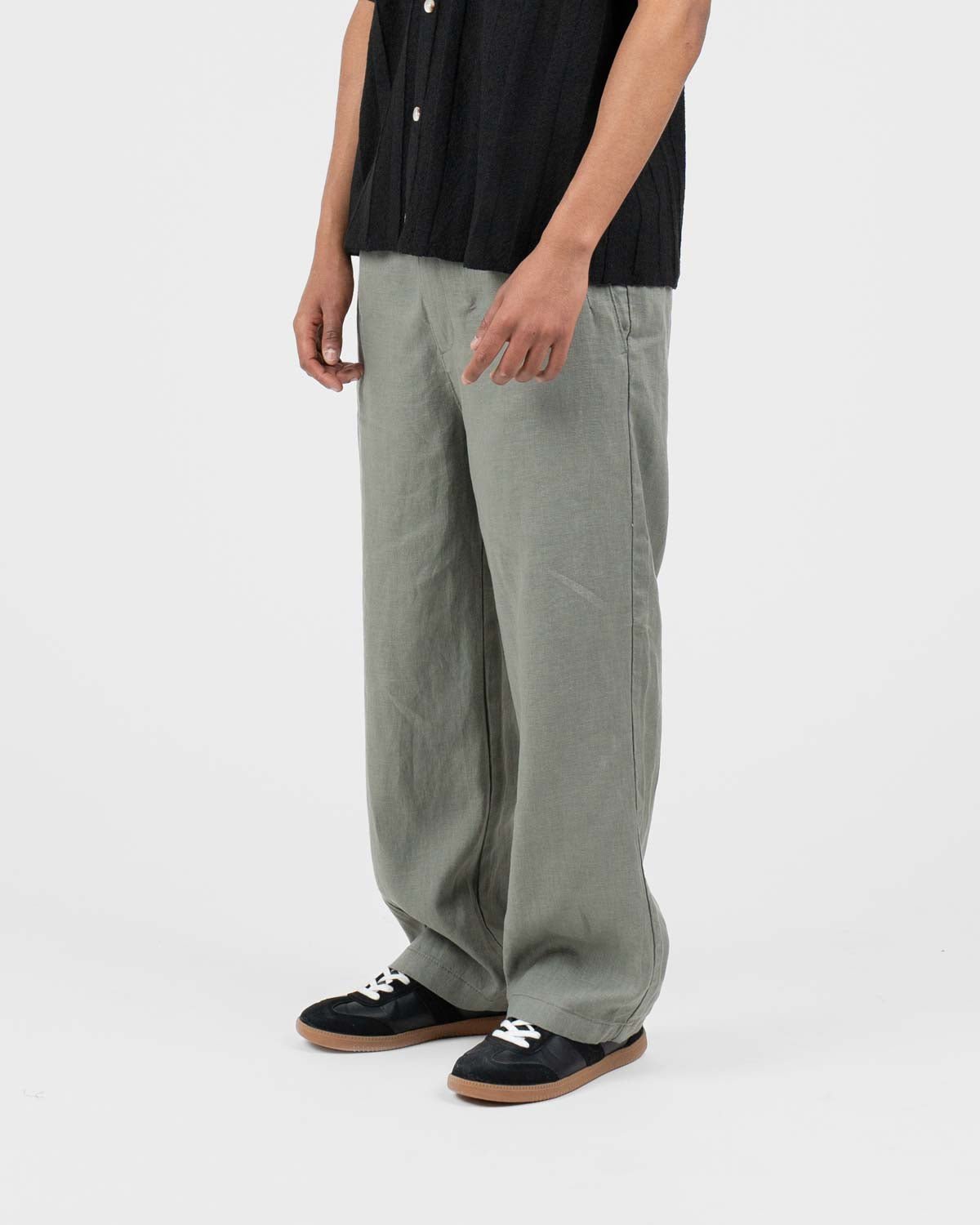 Baggy 100% hørbukser Army | Skagen - clothing.dk