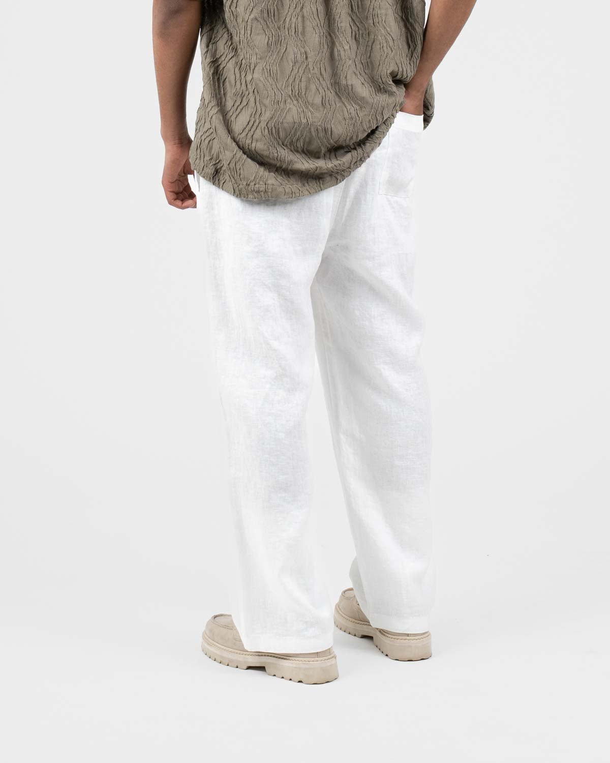 Baggy 100% hørbukser Hvid | Skagen - clothing.dk