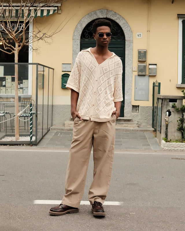 Baggy 100% Leinenhose Mokka