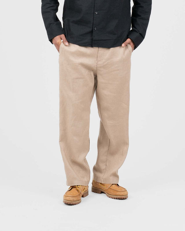Baggy 100% Leinenhose Mokka