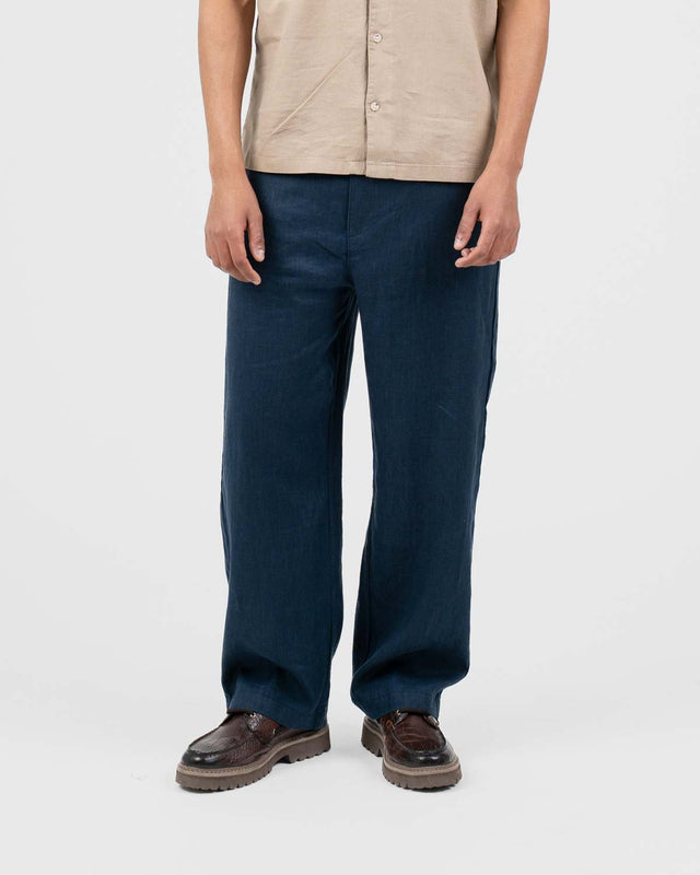 Baggy 100% Leinenhose Navy