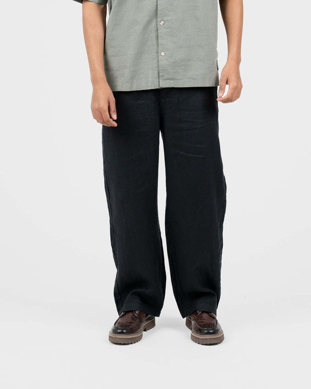 Baggy 100% Leinenhose Schwarz