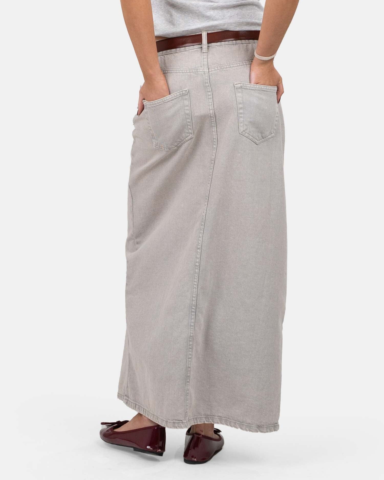 Front Slit Skirt Light Grey | Skagen - clothing.dk