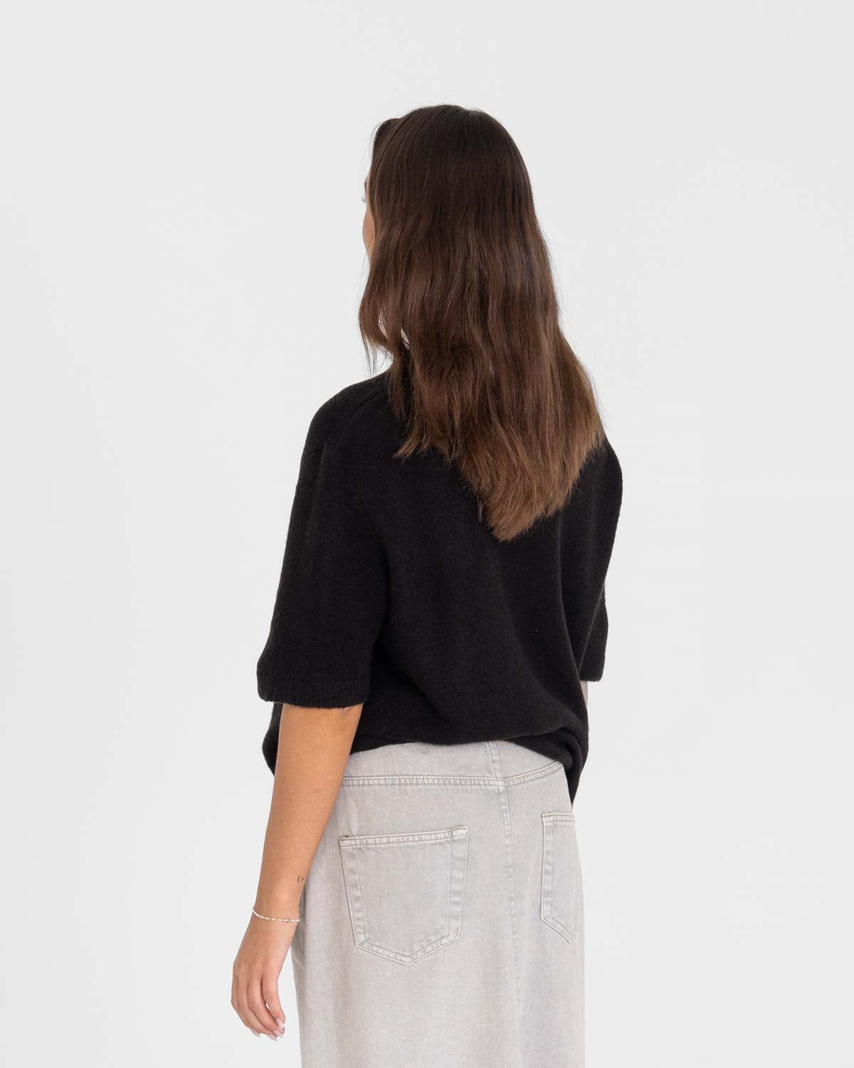 Knitted t-shirt Black | Skagen - clothing.dk