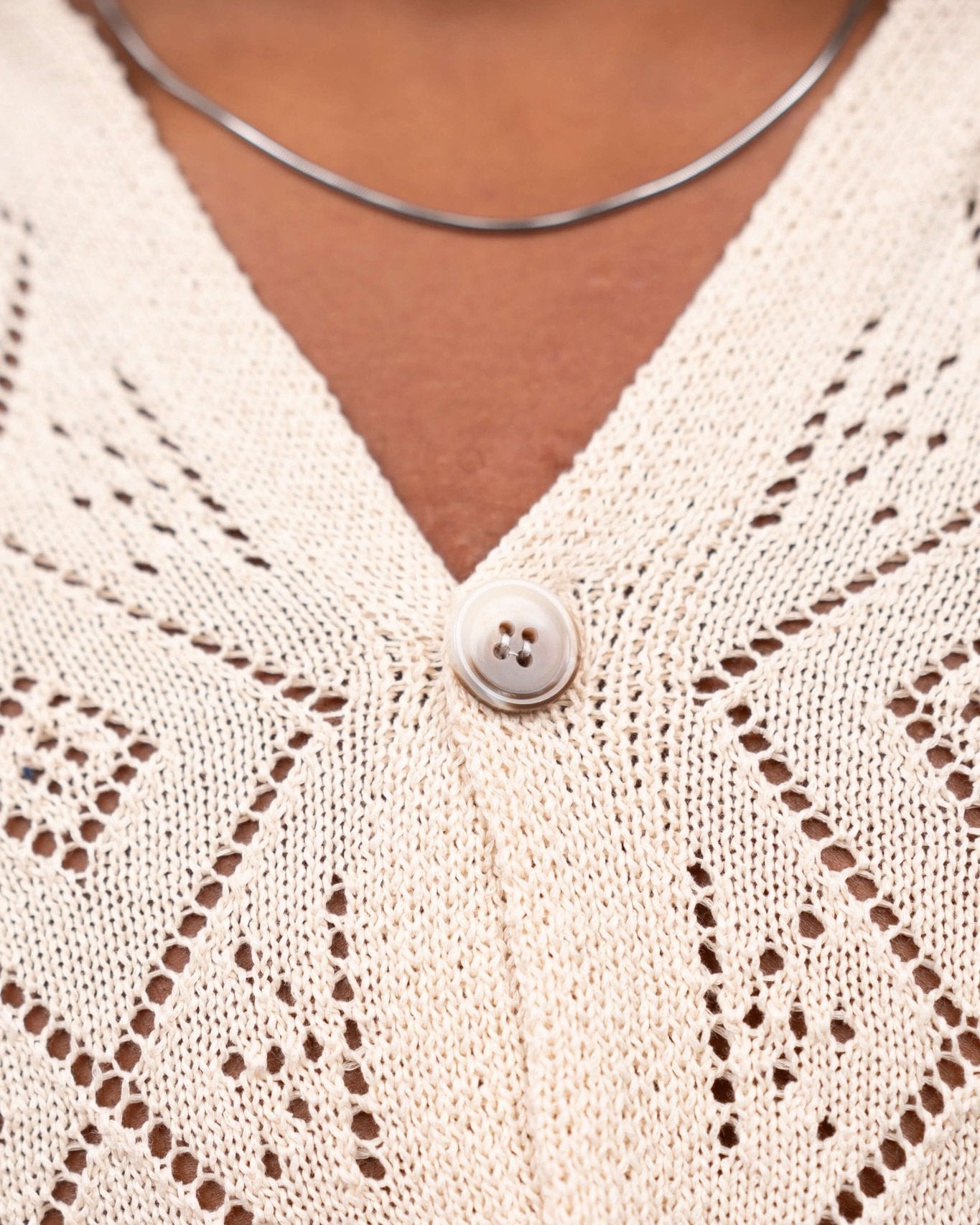 Kortærmet Crochet Skjorte Beige | Skagen - clothing.dk