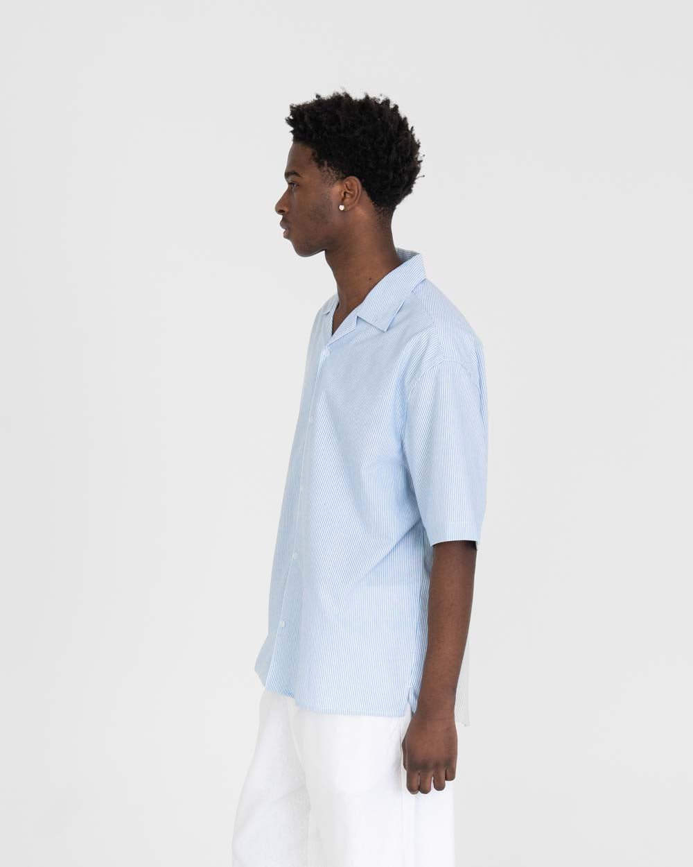 Kortærmet Hørskjorte Lyseblå Stribet | Skagen - clothing.dk