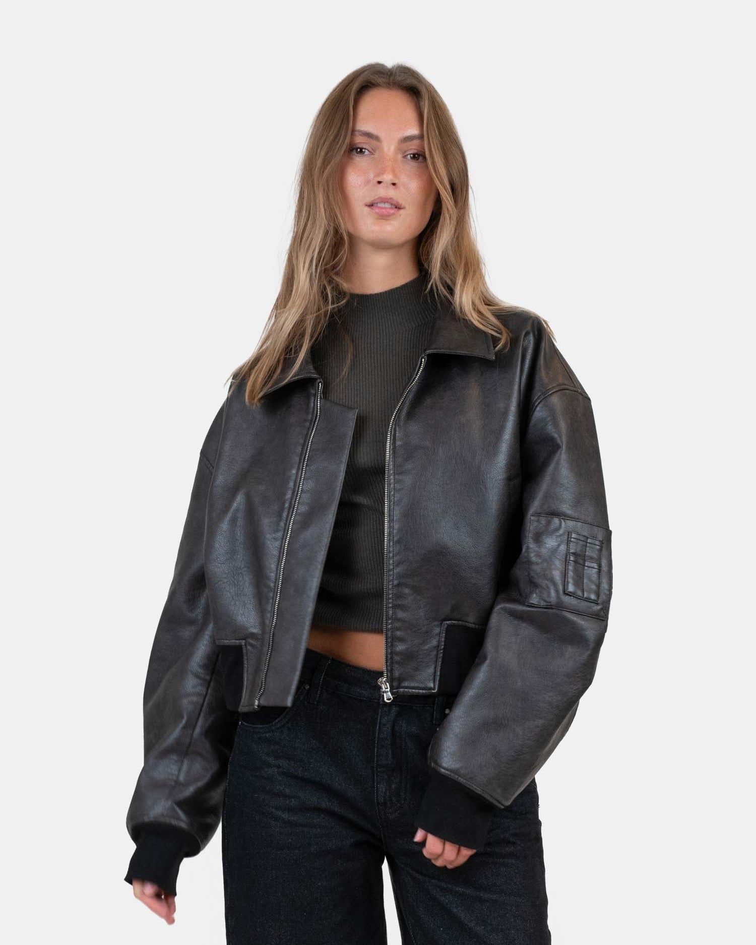 Leather Bomber Jacket Dark Brown | Skagen - clothing.dk