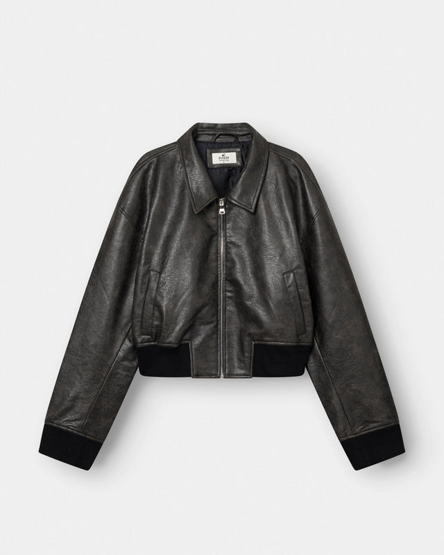 Leather Bomber Jacket Dark Brown | Skagen - clothing.dk